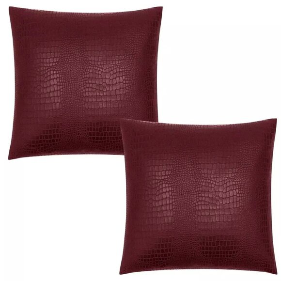 Patricia Nash Faux Croc Embossed Euro SHAM SET Plum Wine Decorative Pillow Cover - Picture 4 of 8